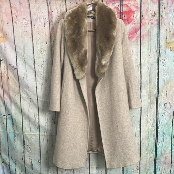 Ralph Lauren Wool Blend Coat Faux Fur Collar 14 - Picture 1 of 6